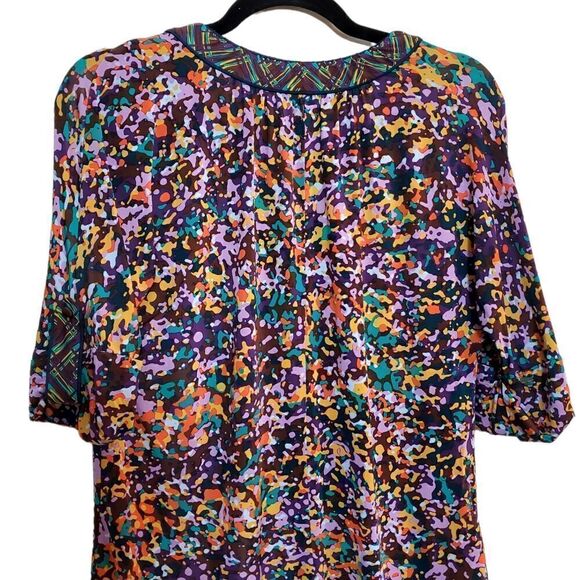 BCBGMaxAzria Womens Grape Paint Splatter Print Blouse Size XS - Picture 7 of 13